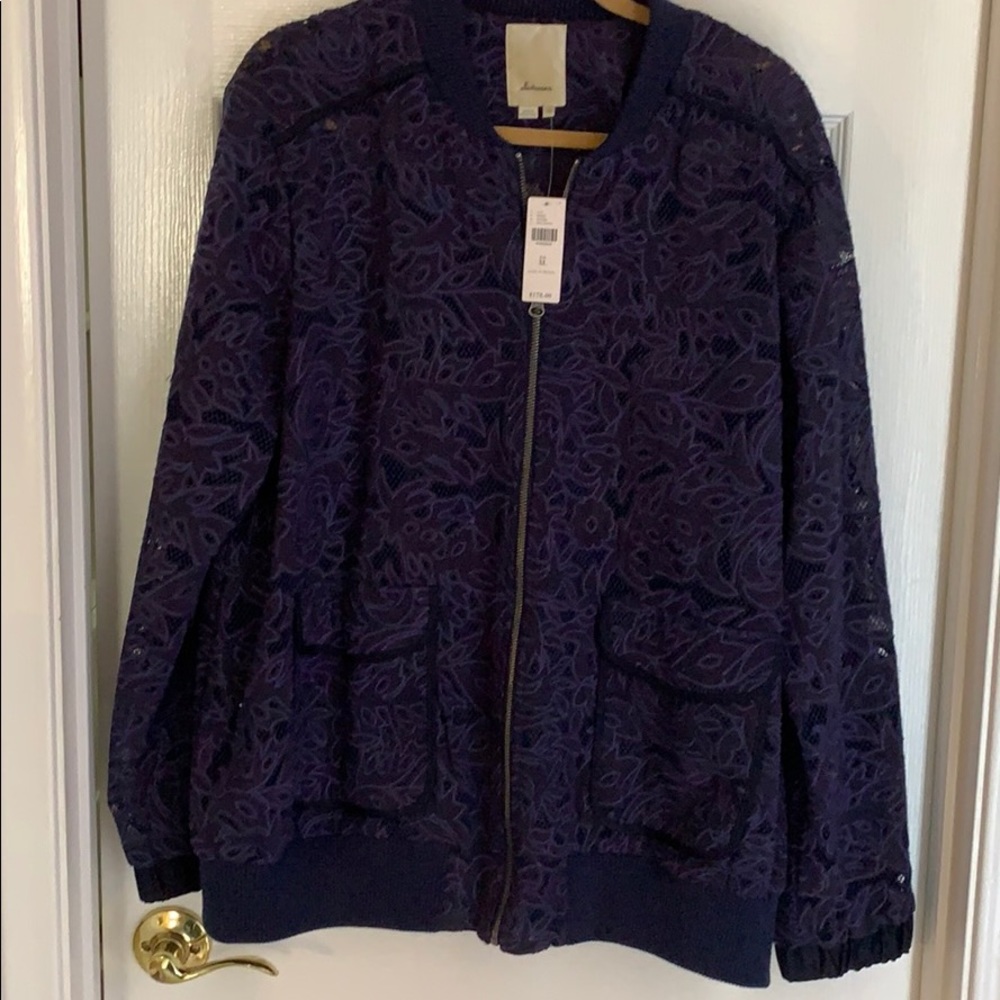 NWT Elevenses purple lace bomber jacket